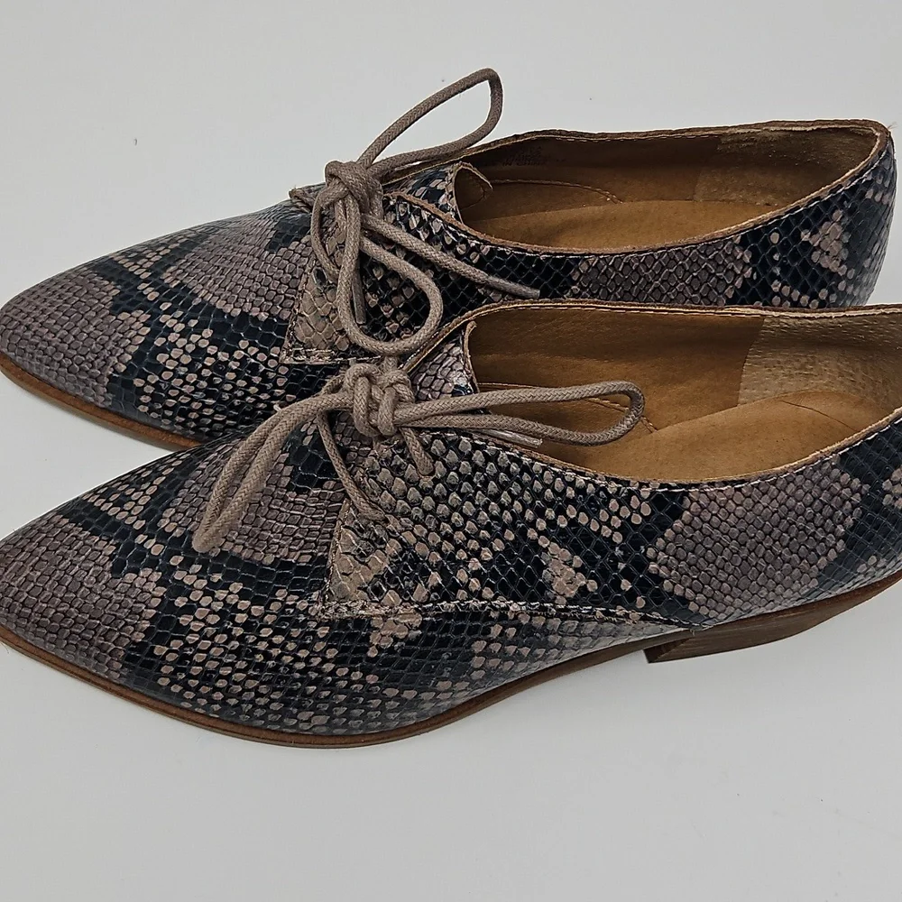 Lucky Brand Erreka Snakeskin Lace-Up Derby Oxfords Womans 7M - Picture 3 of 11